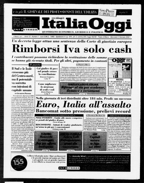 Italia oggi : quotidiano di economia finanza e politica